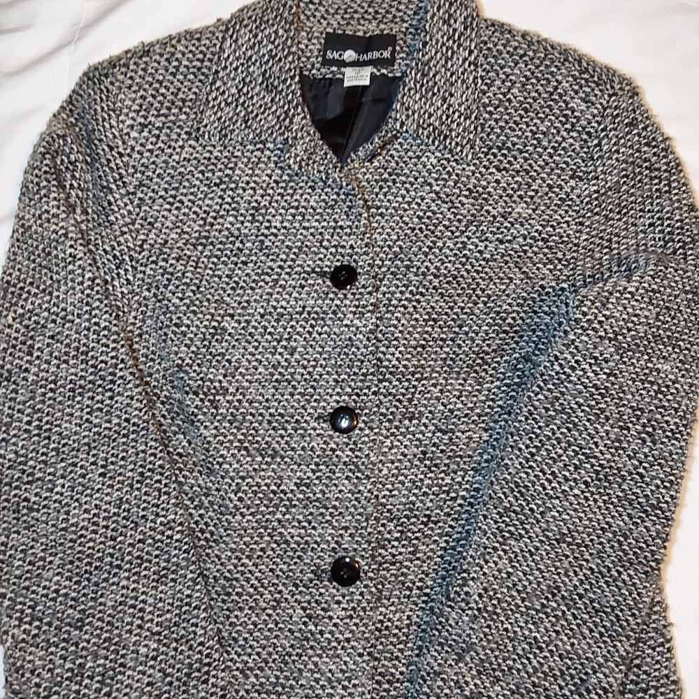 Sag Harbor Jacket Blazer Womens  Size 12 Black, Gray & White‎
